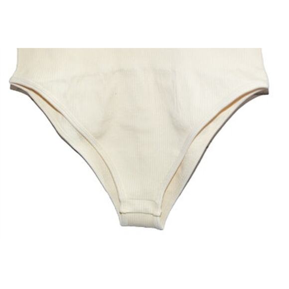 OQQ Ladies 2 Pk. Ivory & Black Quarter Zip Long Sleeve Mock Neck Bodysuit, Large - Picture 4 of 6